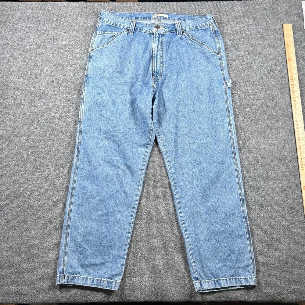 Signature Levi Strauss Carpenter Jeans Mens Size 40x32 Blue Cotton Workwear Pant